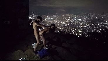 ALMOST CAUGHT! – Extremely risky public action at the edge of the mountain with my neighbor