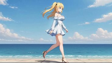 Blonde Mini Dress Slut: Public Pier Ass & Tit Flash Loud Masturbation AI Generated