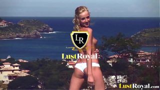 Brunette Coralie Fever with natural tits fucks and gives Kevin White a deep blowjob