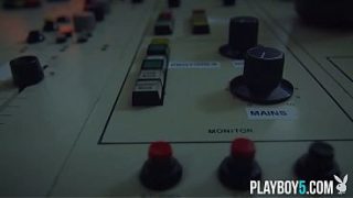 Curvy black MILF Harley Dean gets naked in a music studio session