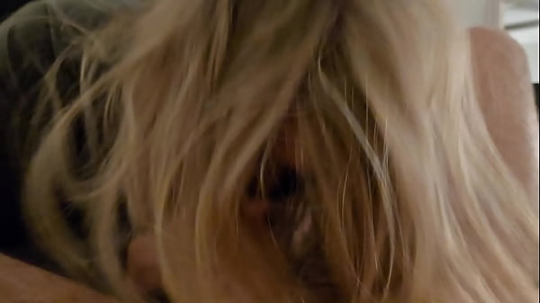 Homemade blonde wife sneaks away from party to suck a cock