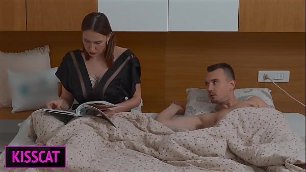 Horny Step mom jerks off step son to helps cum in share bed