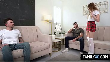 Horny Stepdaughter Has Threesome With Stepdad And His Best Friend