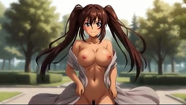 Long-Legged Brunette Park Slut: Public Pussy & Tits Flash Masturbation AI Generated