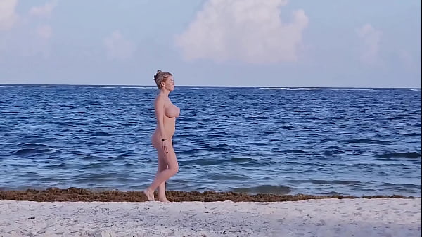 POV: Hot Nude Blonde On Beach Sees My Cock And Cant Resist