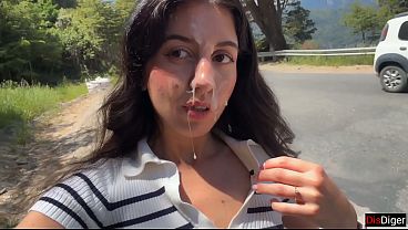 Public Cumwalk next to the Beach and Risky Sex in the Bushes