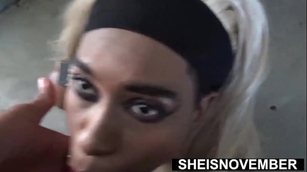 Step Sister Eating My Cum In Public After I Drain Balls In Her Mouth, Hot In Lingerie, Busty Young American Blonde Ebony Sheisnovember Kneeling Sucking Step Brother Penis Point Of View, Cleavage Exposed By Msnovember