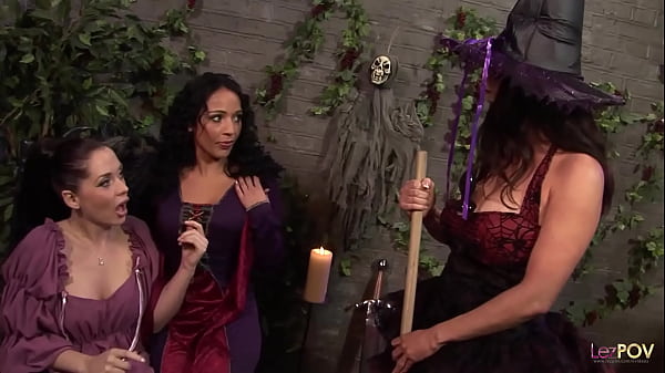 The big busty bad witch appeared out of nowhere to possess two innocent sexy castle maidens. She made them suck their nipples and have a threesome with her enchanted pussy. The fuck sure was wicked!