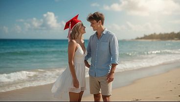Horny graduate fucks attractive young man on the beach – AI-generated content
