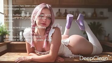 The horny servant secretly cheated on my wife with me, obediently getting on her knees right in the middle of the messy living room [AI]