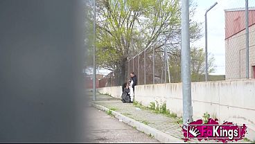 University girl sucks cock on the street and is recruited for porn. Fedora Morelli, the easiest girl on FAKing