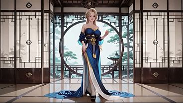 AI Generated – Blonde Goddess in Silk! Lazy strolls, kneeling glances, and fingertips grazing her chest in a sun-drenched Japanese corridor. That deadly mix of Eastern elegance and pure contrast!