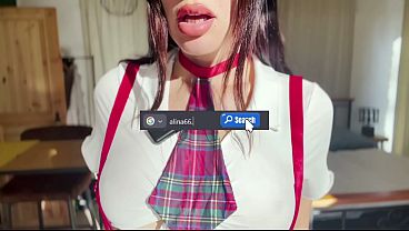 German Jerk off instructions in tiny Schoolgiluniform