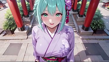Purple Kimono Goddess! Can’t handle the wetness under the red Torii gate.