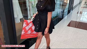 (risky public) Horny Latina doing dirty things at the mall